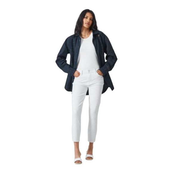 PAIGE Hoxton Crisp White 5 Pocket High Rise Ultra Skinny Ankle Jeans, 28 - Picture 1 of 16